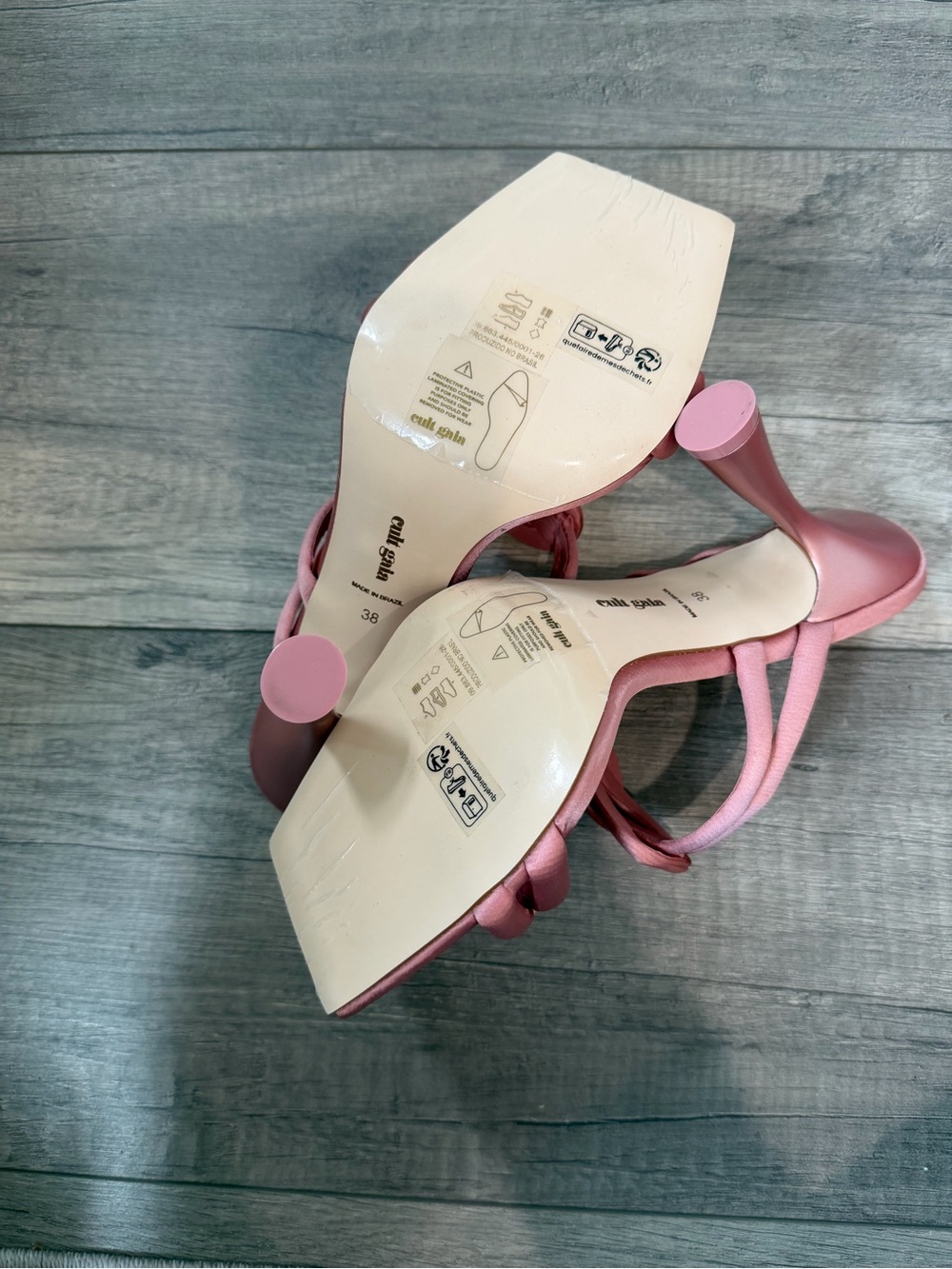 NEW WITH BOX: cult gaia Pink Satin Knot-Detail Heeled Sandals - Picture 4 of 4